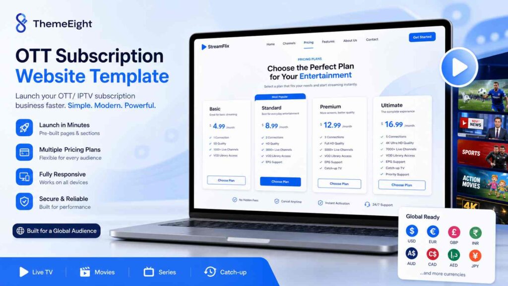 ott subscrition selling website template